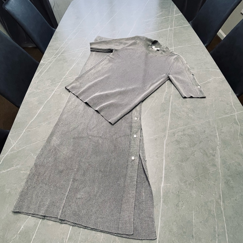 TopShop Metallic Pleated Skirt and Top Outfit Sz. S